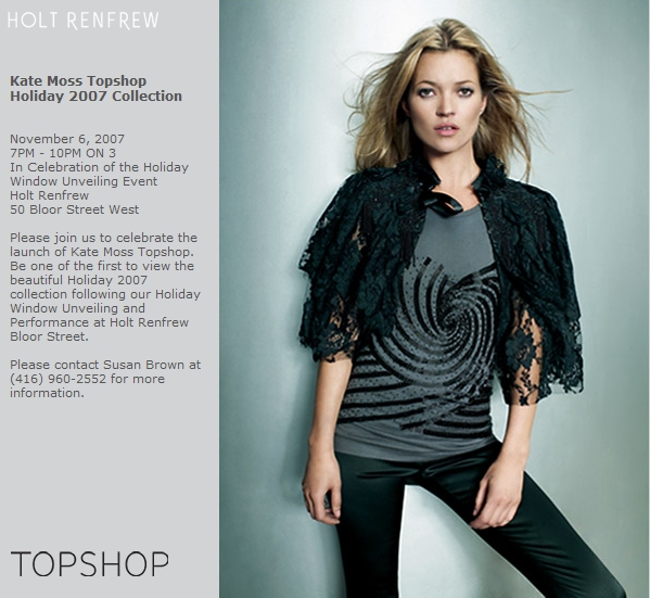 Kate Moss TopShop drops November 6, 2007 at Holts