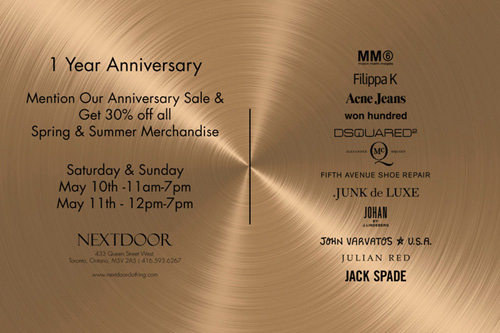 Next Door’s 1st Anniversary Sale