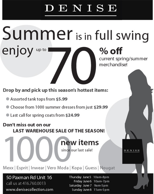 Denise Collection Summer Warehouse Sale