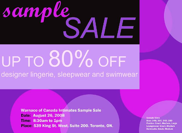 Warnaco Of Canada Warehouse Sale