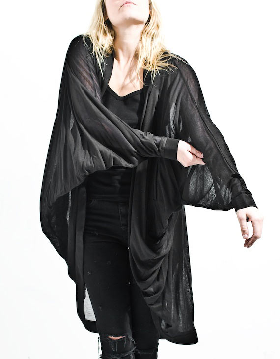 Anzevino & Florence black oversized silk jersey cardigan