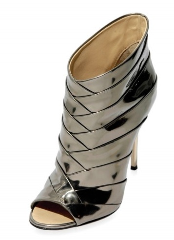 Giuseppe Zanotti Woven Metallic Peep Toe Ankle Boots