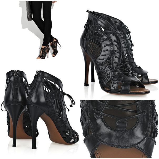 Alaia Lace-front peep-toe ankle boots