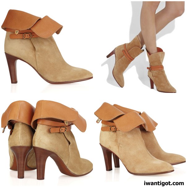 Suede and Leather Ankle Boots by ChloÃ©