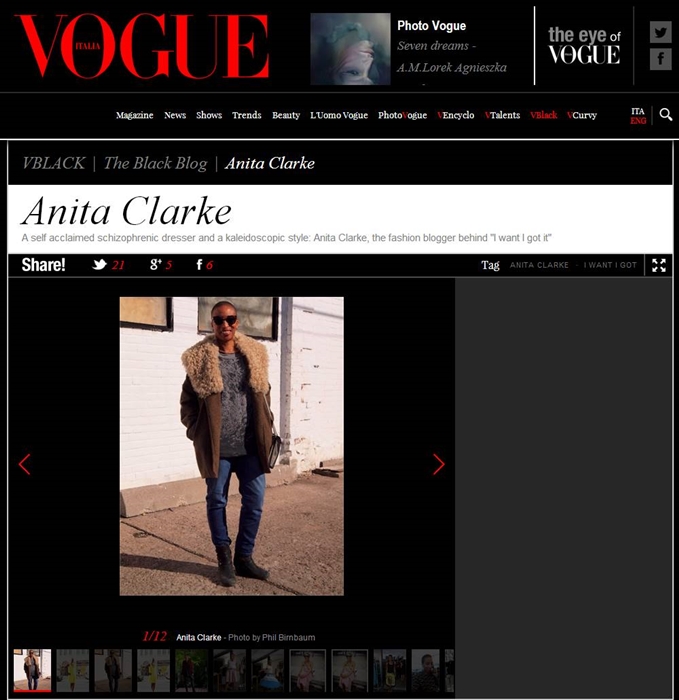 I want - I got/Anita Clarke in Vogue Italia
