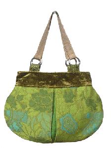 Modern Green Floral Round Bag