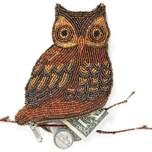 Owl Beaded coin purse