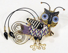 Porcelain owl pin