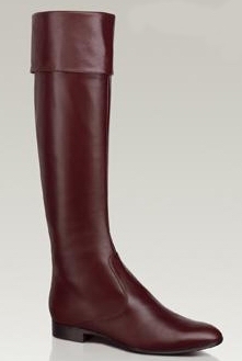 Red leather boot with turned down cuff by Sergio Rossi