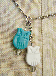 turquoise and white owl necklace 