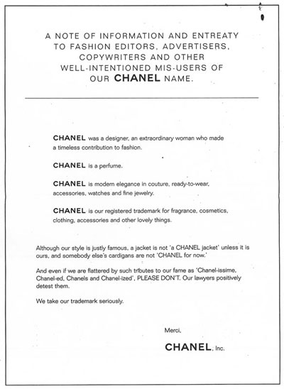 Chanel took an ad out in WWD