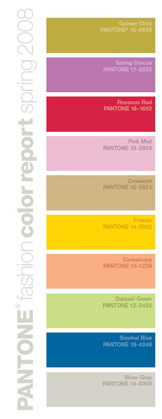 Pantone fashion colour report spring 2008