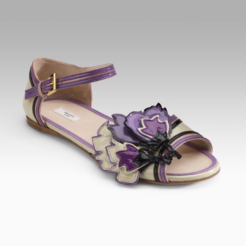 Prada - Vernice Flower Patent Sandal