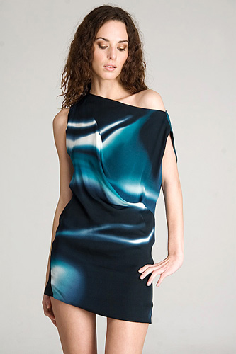 Teal Chiffon Mini Dress by Ilaria Nistri 
