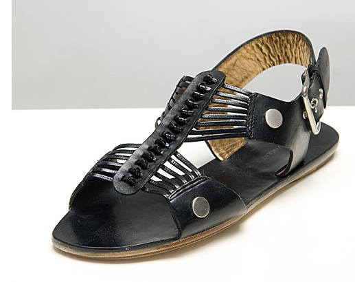 Olympia Black Leather Sandals - Twelfth St. by Cynthia Vincent