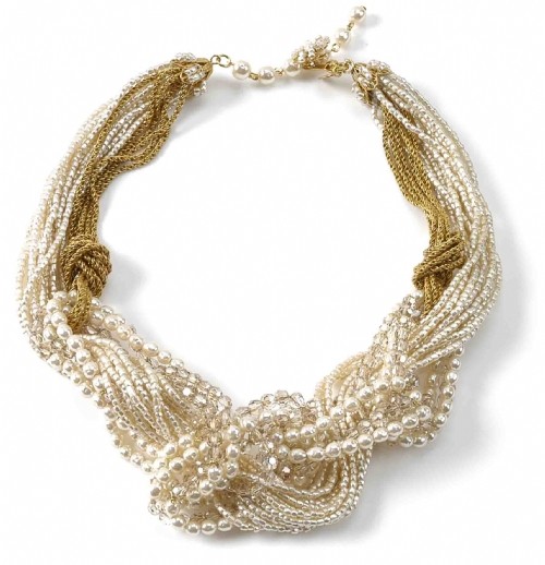 Miriam Haskell Chain and Pearl Knotted Necklace