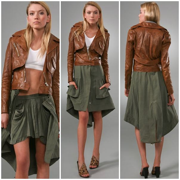 An Alexander Wang Leather Jacket with Removable Canvas Skirt