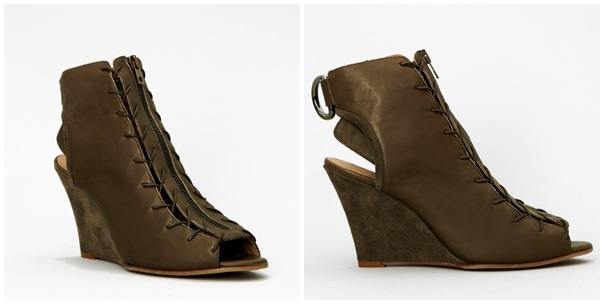 Fusion Leather Ankle Peep Wedges by Acne