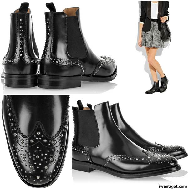 Ketsby polished-leather studded ankle boots by Church's