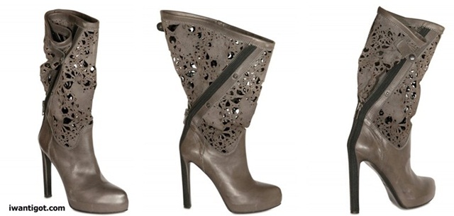 Laser Cut Leather Boots by Haider Ackermann