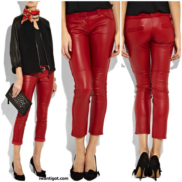 Sok leather cropped pants