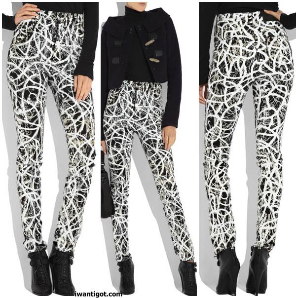 Graffiti-print high-waisted jeans by Proenza Schouler x JBrand