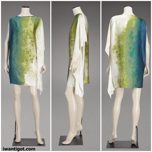 Printed Silk Asymmetric Tunic Dresses by Bottega Veneta