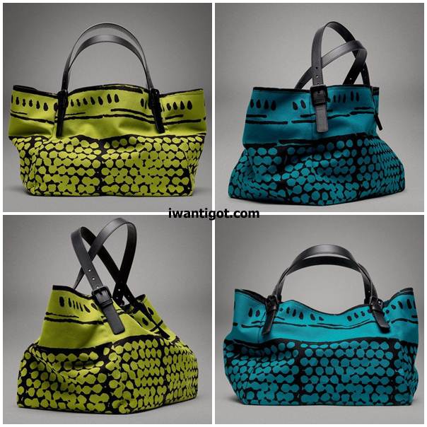 Canvas Vachette Bolle Print Handbags by Bottega Veneta