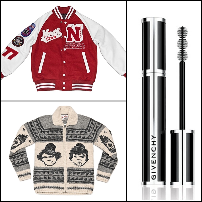North Star Fall Varsity Bomber, North Star Great White North Sweater, Givenchy Noir Couture Mascara