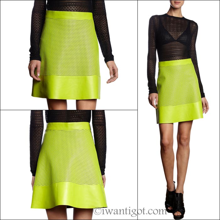 Leather Perforated Mini Skirt by Proenza Schouler