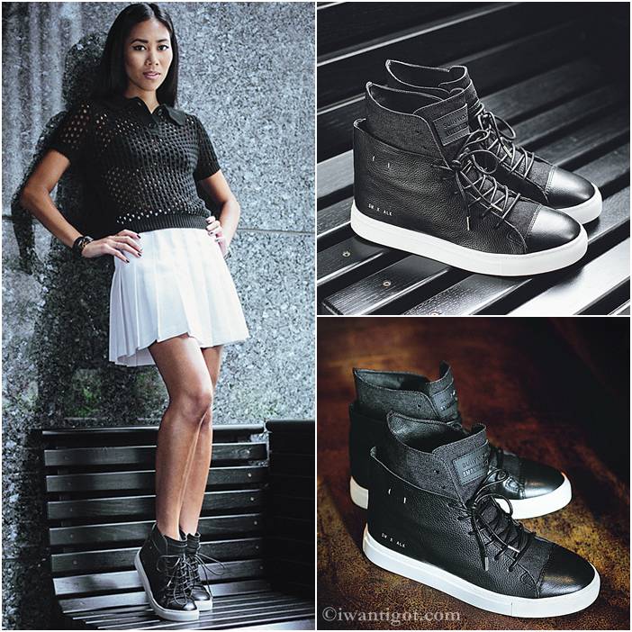 Sully Wong Black Leather Mid Top Sneaker